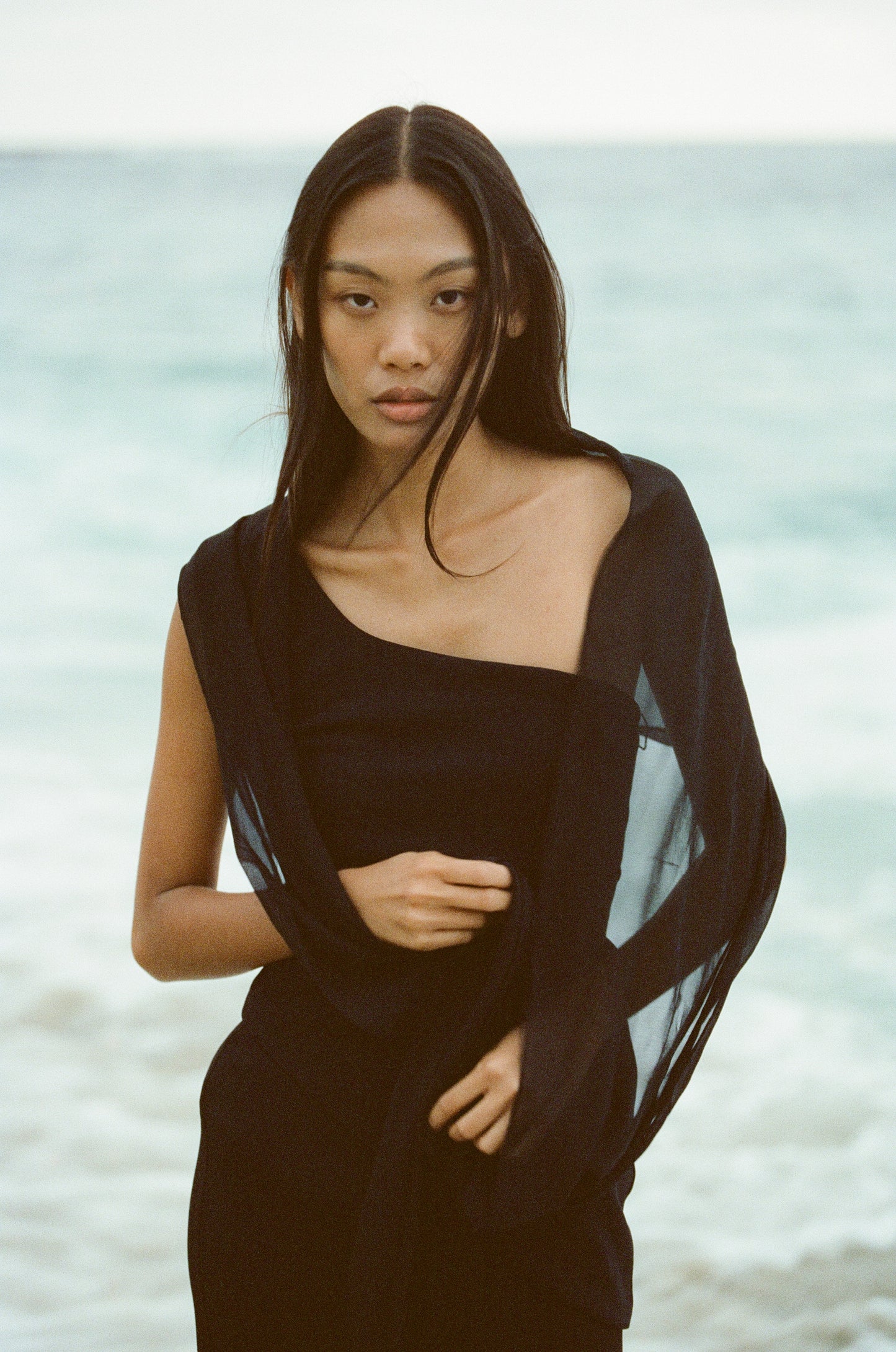 Sara Top with Chiffon Scarf