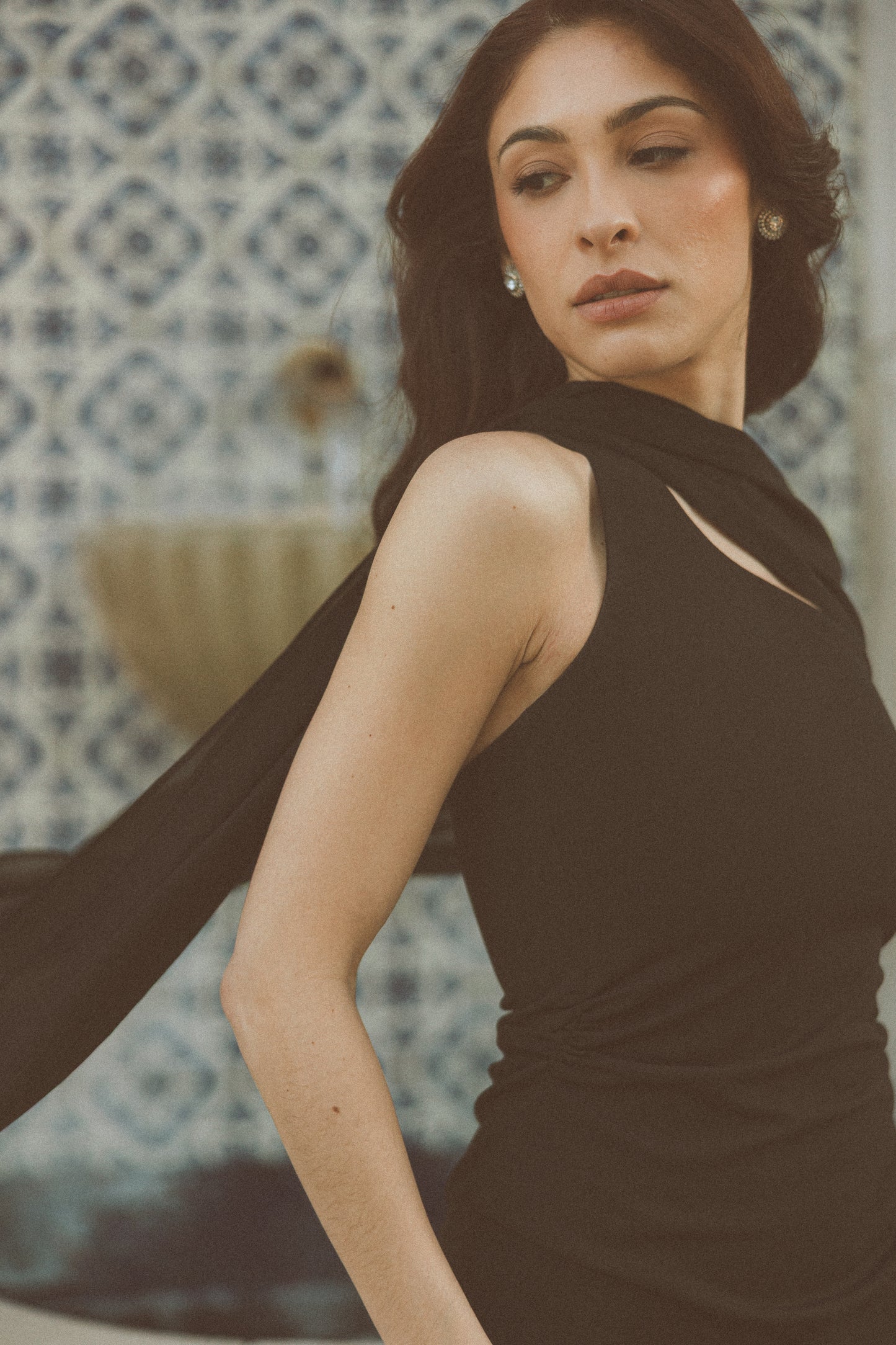 Sara Top with Chiffon Scarf